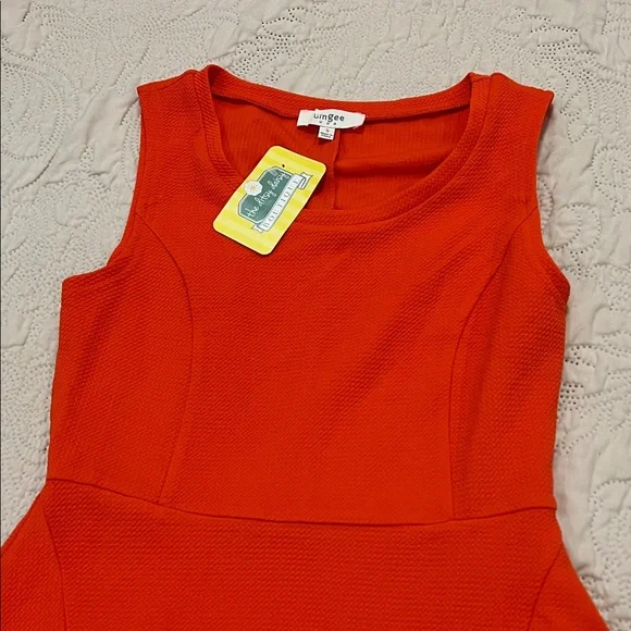 Umgee Bright Orange Sleeveless Fit-and-Flare Dress - Picture 3 of 11